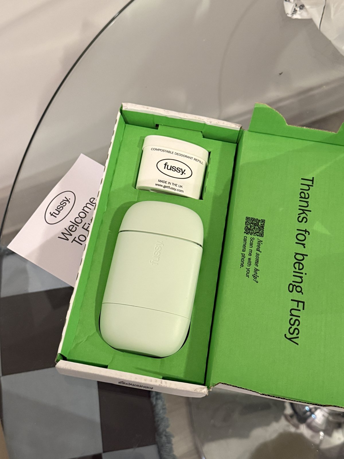Fussy refillable deodorant welcome box