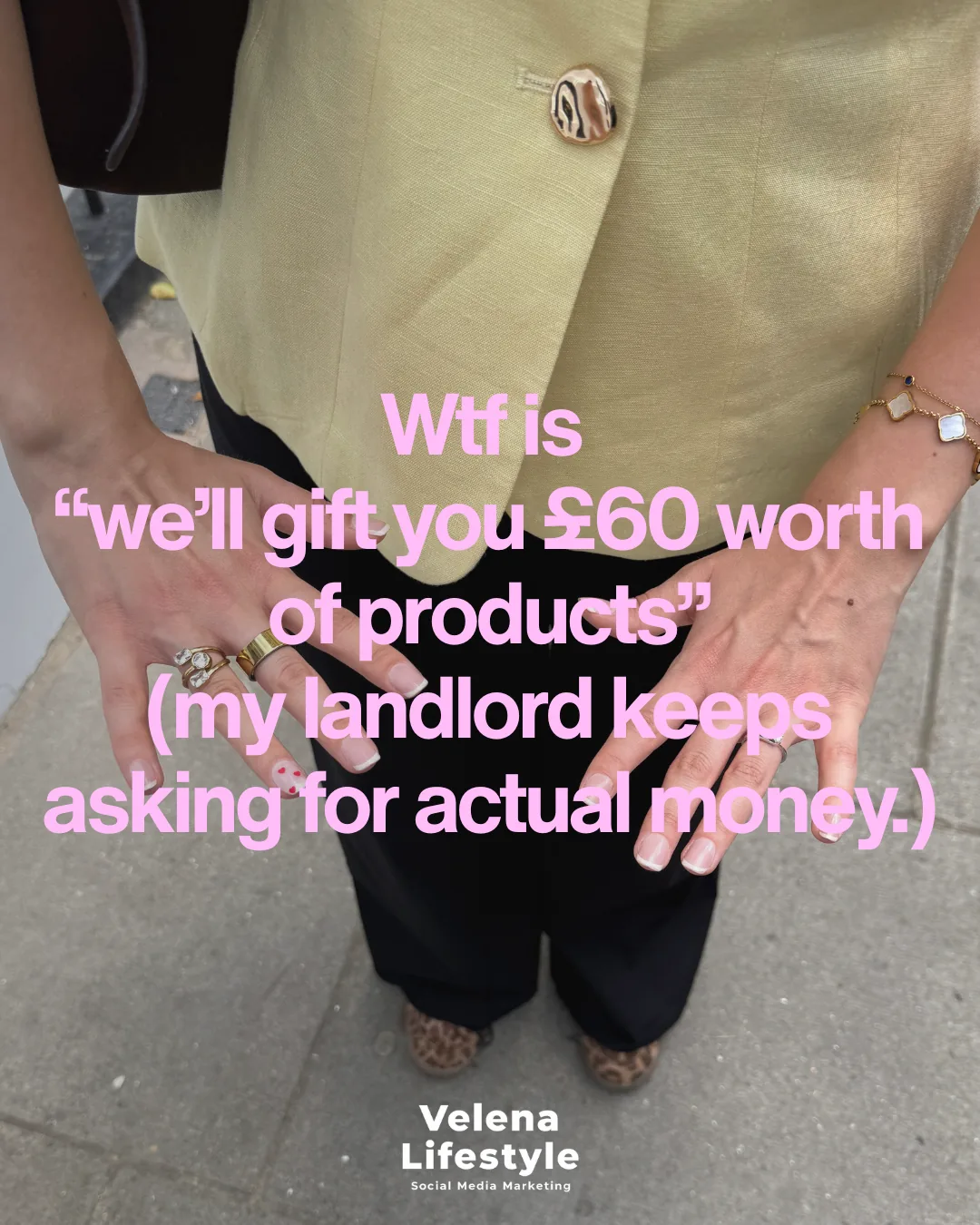 UGC creator meme: payment in products not money